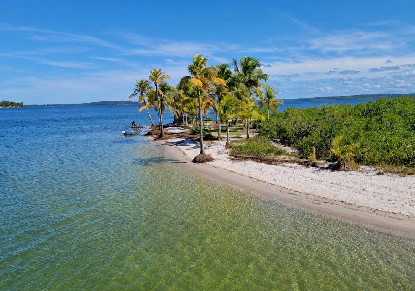 Coqueiros e mangue na Península de Maraú, em Barra Grande